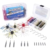 Fuzzy-Dice-Bass-Fishing-Lure-Kit-Soft-Plastic-Cube-Baits with Wacky Hooks & Nail Weights,Drop Shot Weights - Finesse Rig for Smallmouth & Largemouth Bass, FFS Optimized (12-Sided Skirted Dice Kit)