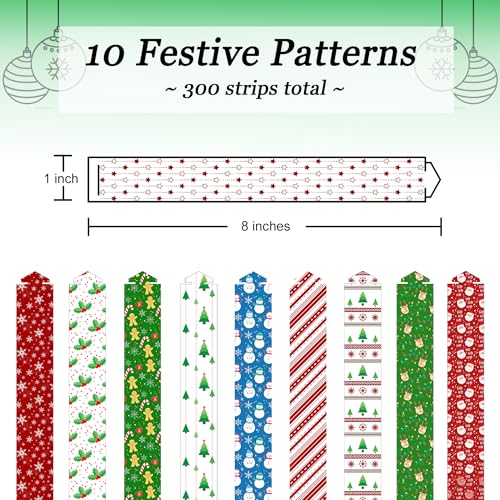 Image of Origami Joy 300 Paper Chain Strips for Crafting. No Glue or Tape Needed. Kid Friendly & Family Fun. Yields Over 50 Feet of Paper Chains for Party or Classroom Decorations (Christmas)