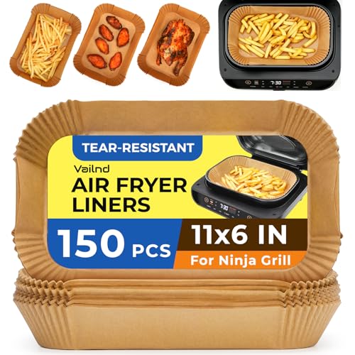 Image of Vailnd 150Pcs Air Fryer Liners Disposable for Ninja Smart XL, 11'' X 6'' Parchment Paper Air Fryer Liners for Ninja Indoor Grill, Food Grade | Grease Proof | 428F Heat-Resistant | Simple Cleanup