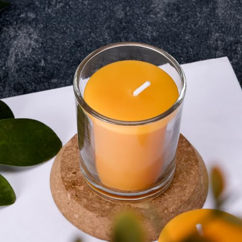 pure beeswax votive candles-6 pack natural votives set in glass jar for home room decor party wedding spa gift12 hours burn