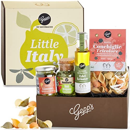 Gepp’s Feinkost Little Italy Geschenkbox I Geschenkkorb gefüllt mit hausgemachter BIO Pasta & feinsten italienischen Spezialitäten I Gourmet Italien Geschenkidee zum Geburtstag für Männer & Frauen Cover
