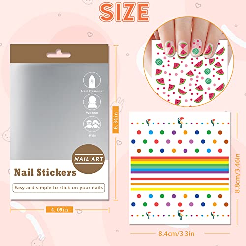 24 Sheets Nail Art Stickers, Nail Sticker Decals for Girl Women, Cute Flower Heart Rainbow Star Nail Stickers Decoration Self-Adhesive - Image 3