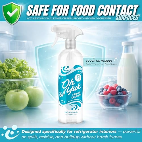 Image of Oh Yuk Fridge Cleaner - Cleans Inside Refrigerator for Spotless, Food-Contact Safe Surfaces | Biodegradable, Vegan, Cruelty-Free | Effortlessly Lifts Sticky Messes & Dried-On Food | Spray Bottle