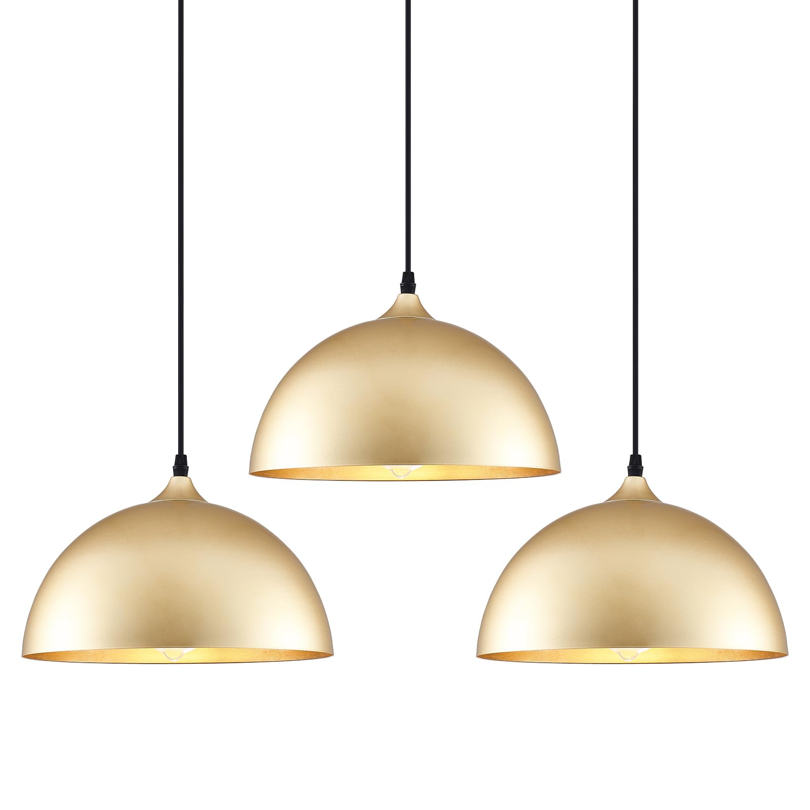 PINDODO Gold Industrial Pendant Light,Dome Pendant Light Fixtures
