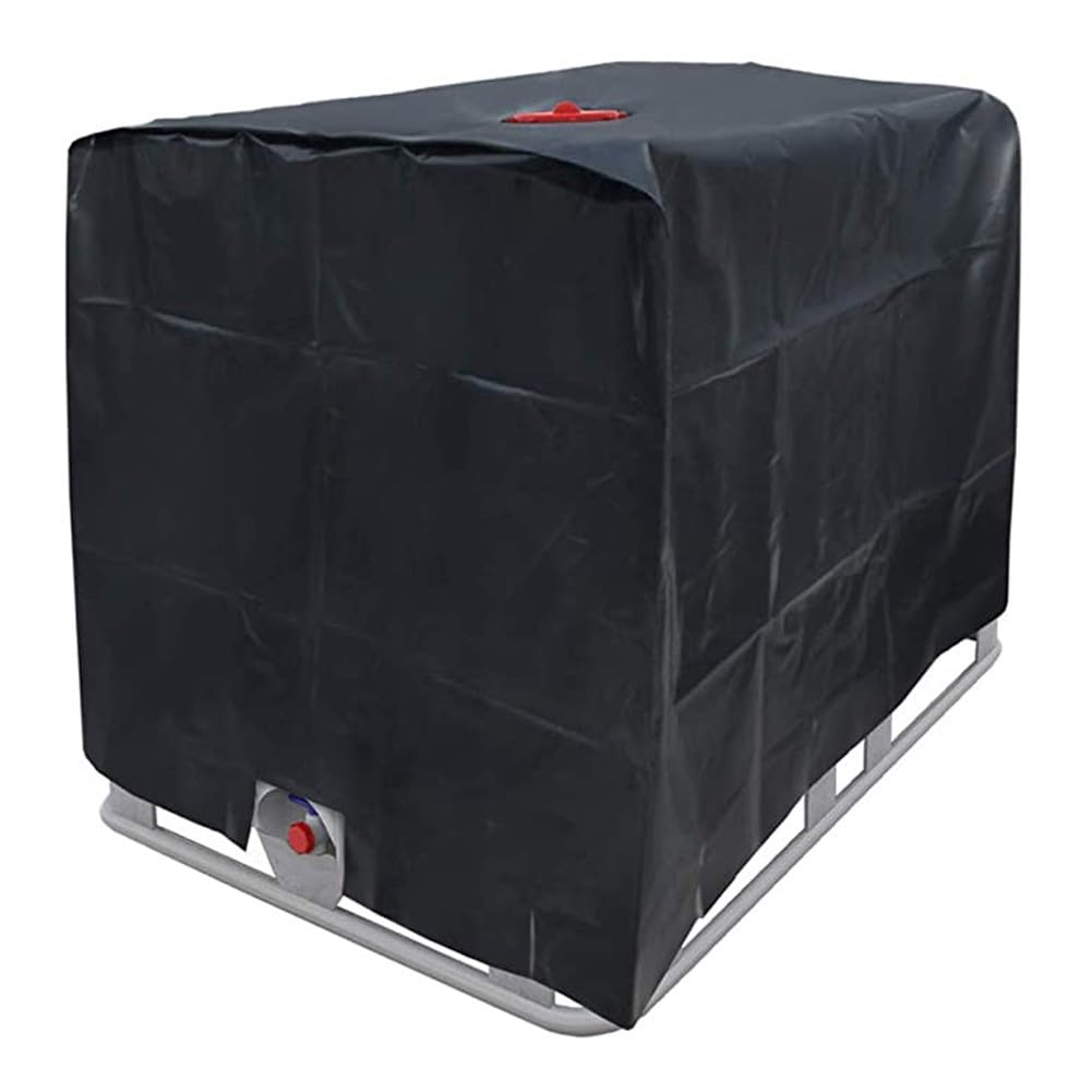 IBC Tank Cover, Rainwater Tank Cover, 600L IBC Container Foil, UV Protection, Decay Resistant, Easy Install Flaps, Black