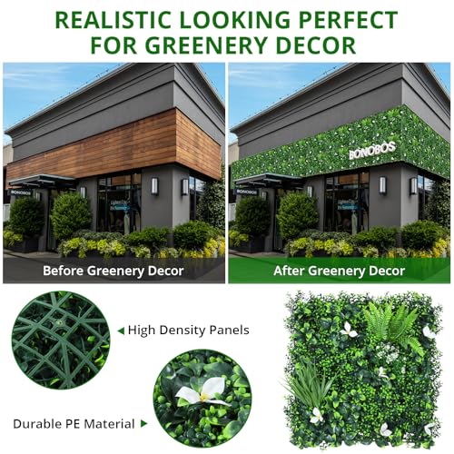 20"x20" Artificial Grass Wall, 6Pcs Hedge Panels with 100 Zip Ties, Hedge Panels, Artificial Grass Backdrop for Outdoor, Indoor, Garden, Backyard and Décor