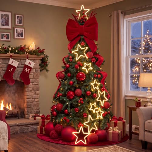 Fumete 10 ft Christmas Tree Star String Lights with 9 Warm LED Stars