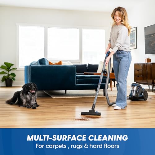 Image of Vacmaster Ultra Silent Bagless Canister Vacuum, 60dB Quiet Powerful Suction Carpet and Hard Floor Scrubber, HEPA Cleaner Machine with 16ft Retractable Cord & Onboard Storage - CC0501
