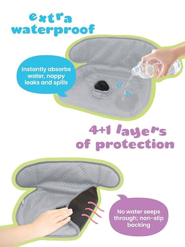 THINK GOOD TOTS Grey Piddle Pad: Waterproof Car Seat Protector for Potty Training Toddlers, Babies - Anti-Slip Backing, Machine Washable, Universal Fit, Stroller (2 Pack) - Thumbnail 2