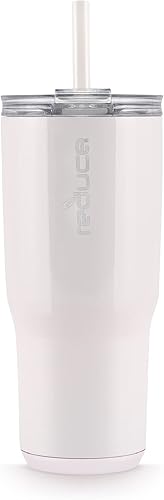REDUCE Cold1 - Vaso de 24 onzas con tapa y pajita, vaso de acero inoxidable con aislamiento al vacío de doble pared que mantiene las bebidas frías