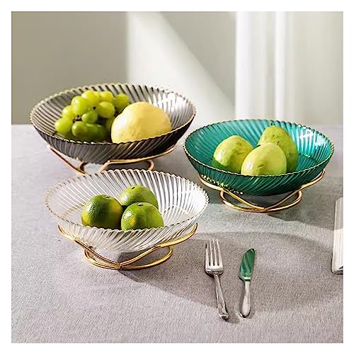 Assiette de fruits en verre gris moderne grand format avec support table - 6