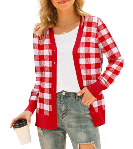 Image of VIISHOW Women Long Sleeve Button Down V Neck Lightweight Basic Knit Sweater Cardigan