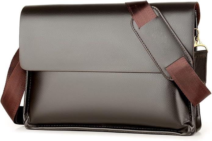Unisex Genuine Leather Crossbody Messenger Bag - Shoulder Purse for Travel Work Business