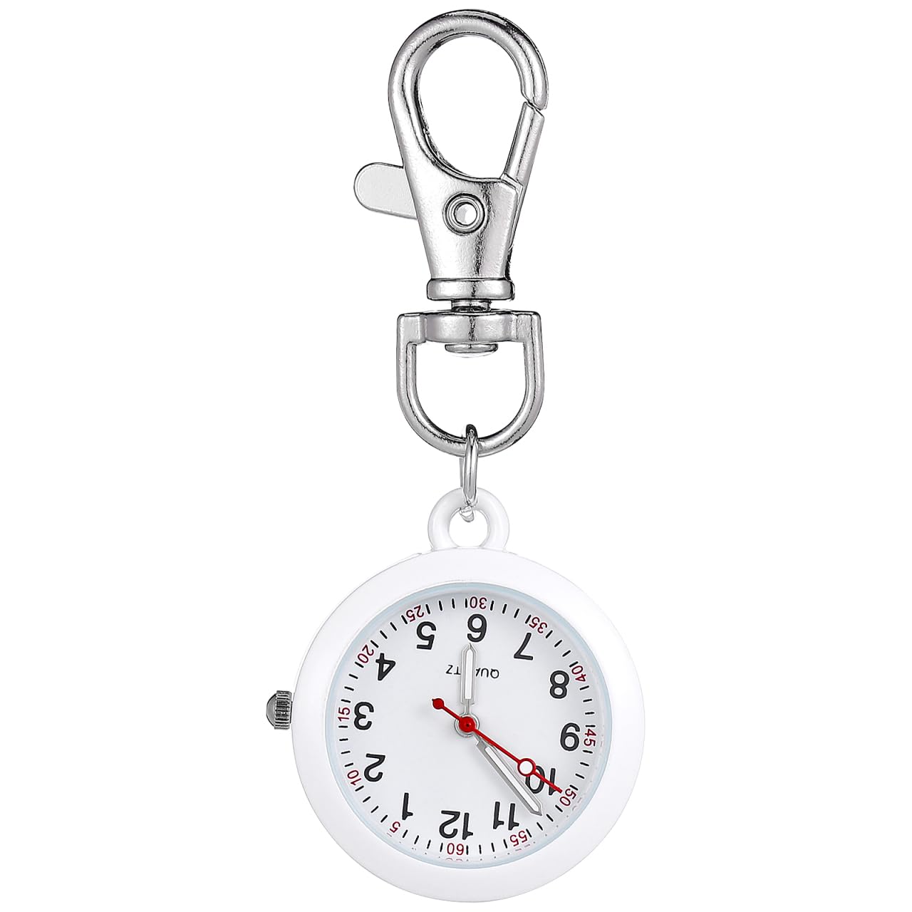 pocket watch clip on, portable nurses watches with key buckle, stainless steel unisex hanging digital clip fob for nurses doctors