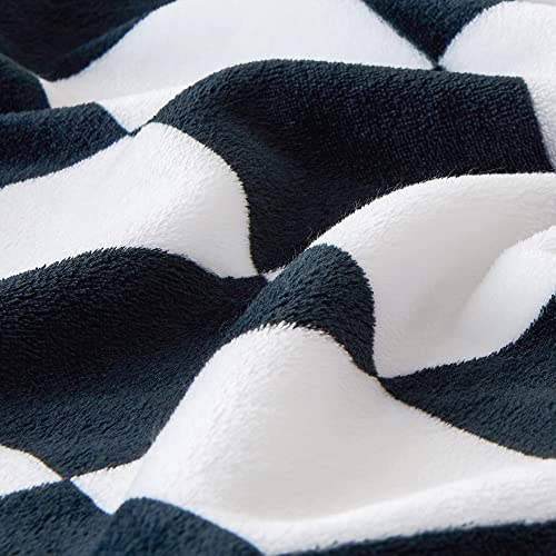 Image of BEDELITE Plaid Fleece Throw Blanket, Black & White Checkered 50x60 Throw