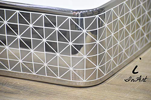 Image of InArt Designer table top wash basin for bathroom / bathroom sink / cabinet wash basin / ceramic basin / counter top basin / vanity washbasin in Rectangle Shape Silver White 19 x 15 x 5 Inch
