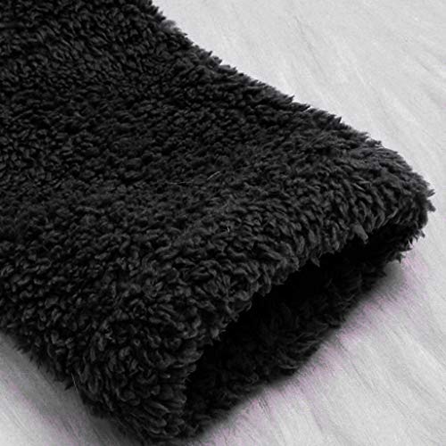 ANJUNIE Long Sleeve Overcoat Women Button Coat Fluffy Tail Tops Hooded Pullover Loose Parkas(4-Black,S)