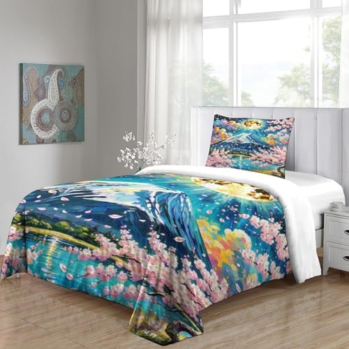 Housse de couette imprimée 3D fleur de pêche en textile microfibre premium douce - 5