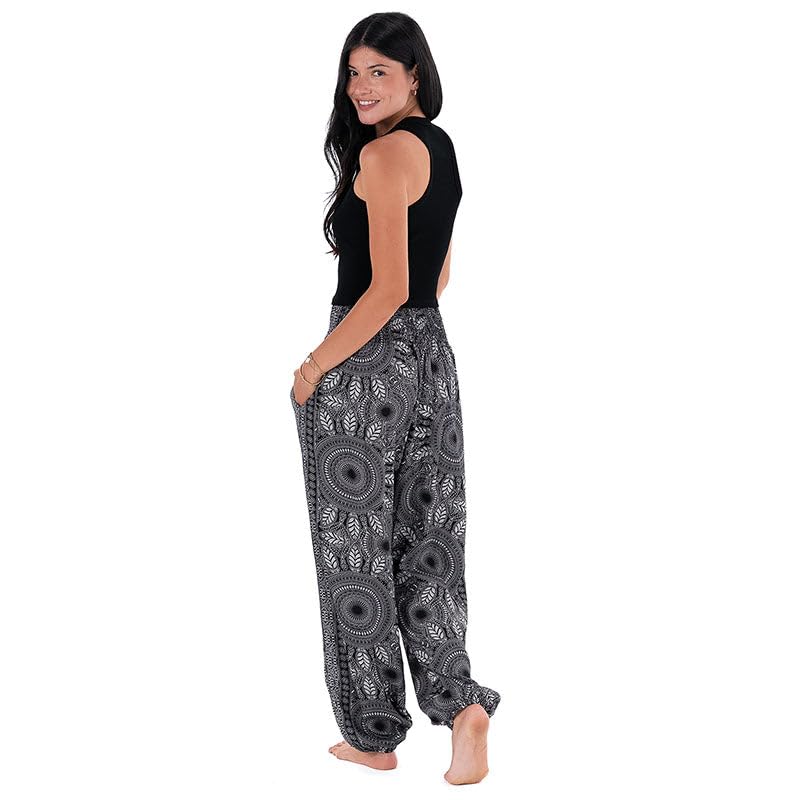 Image of Lotus and Luna Women's Harem Pants Thai Pants for Beach & Lounge High Waisted Flowy Boho Pants Genie Pants Yoga Pants