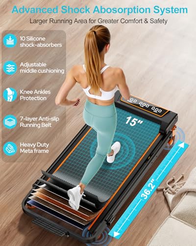 Image of Rayspace Walking Pad with 12% Incline /Adjustable Height, Upgraded 3.5HP Walking Pad with Handle Bar, 4 in 1 Foldable Under Desk Treadmill, Electric Portable Treadmills for Home 350LBS, LED Display