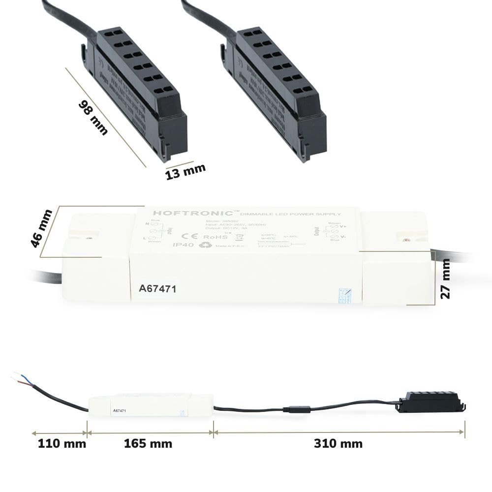 HOFTRONIC - Milano - 12er LED-Einbaustrahler 12 Volt - Beleuchtung Terrassenüberdachung - Dimmbar - Komplettset mit Fernbedienung - 3W - Plug & Play - 2700K 200lm - IP65 wasserdicht - Edelstahl