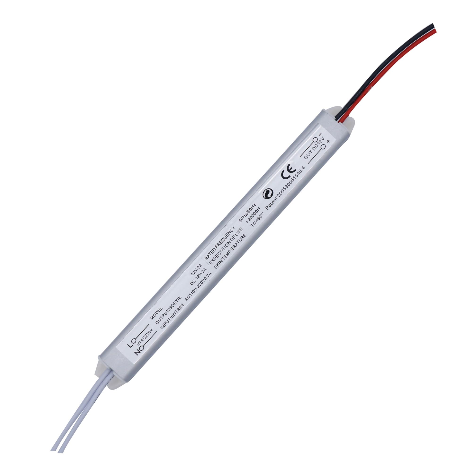 Controlador LED 12V 2A y fuente de alimentación conmutada de 24W para tira y foco rectangular
