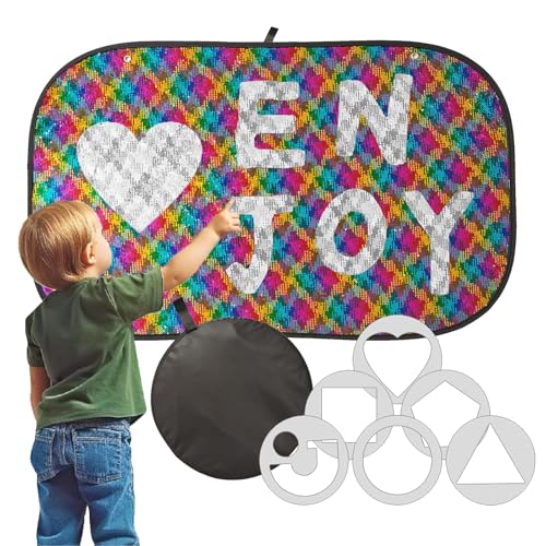 SZSMART Sensory Wall Panel Sensory Toys for Autism ADHD Sensory Mat Board with 6 Shape Stencils Reversible Sequin Art for Kids Children Sensory-Room Play Classroom Decor DIY Decoration