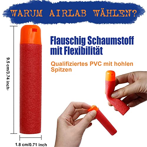 Airlab 60er Darts Pfeile für Nerf 9,5cm Zubehör, Refill Darts Foam Pfeile Munition Bullets,Rot