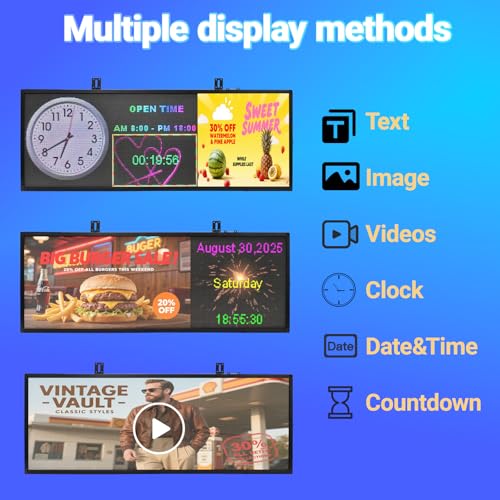 Image of Indoor P2.5 GOB Programmable LED Sign 39''x14'', Full Color LED Digital Sign with WiFi Control,High Resolution and Impact-resistant, Support Custom Text /Image /Video for Business Advertising