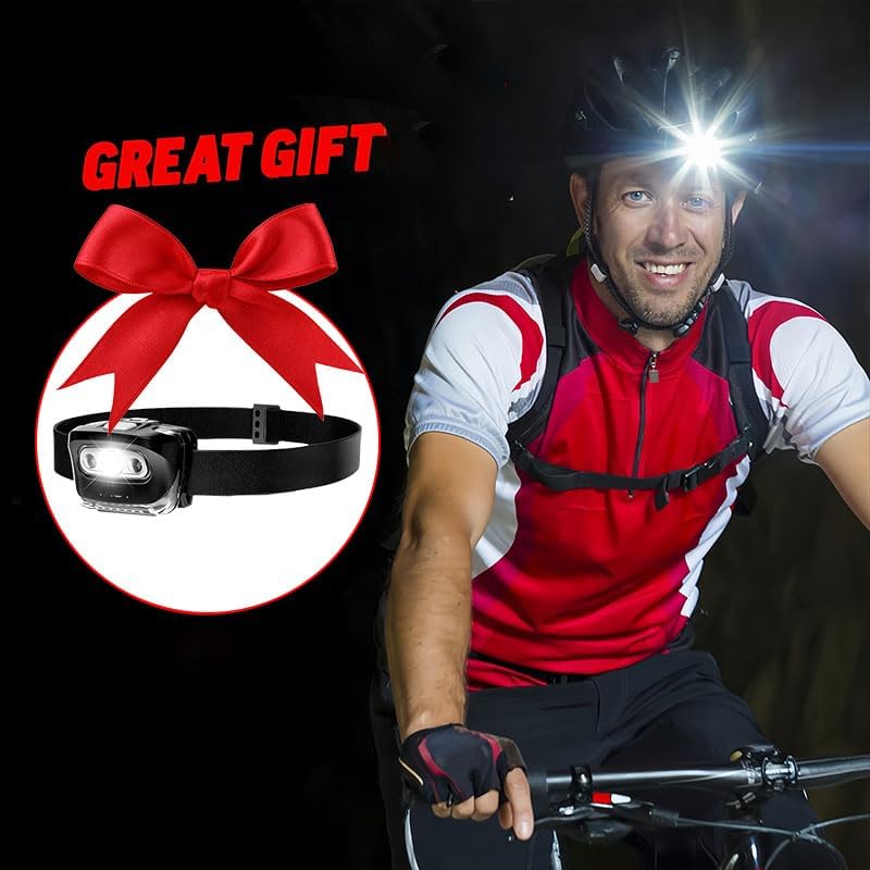 Miniatura 7 de Faro delantero para hombres y mujeres, lámparas de cabeza ajustables con 7 modos de luz y cabeza pivotable, luz LED blanca y roja impermeable ligera