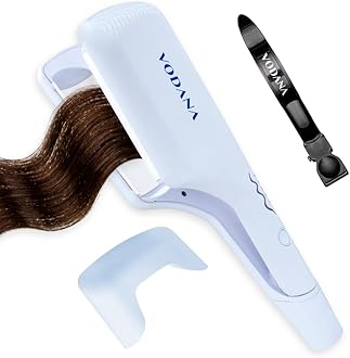 Professional Triple Flow Ceramic Hair Waver - Easy Beach Waves with Embedded Double Barrel Wave Iron. Experience Instant Heat, Long-Lasting Performance, and Quick Heat (1.6 inch, Creamy Blue)