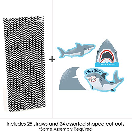 Decoración de Pitillos de Papel con Tiburones Pack 24 miniatura 3