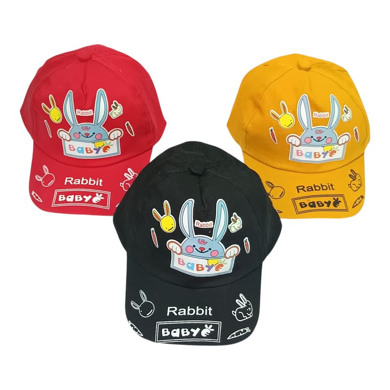 ISLANA Pack of 3 Rabbit Baseball Cap for Kids (3-7 Years) Stylish Baby Cap for Boys & Girls Comfortable Caps for Kids Trendy Hat for Baby Boys & Baby Girls-picture-25