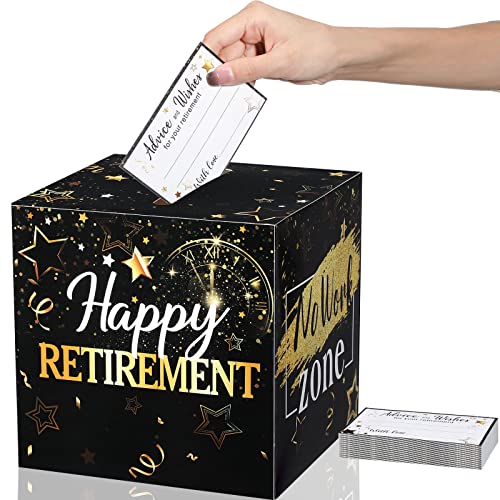 Funrous 51 Pcs Retirement Card Box Advice & Well Wishes Cards for Women Men Happy Retirement Party...