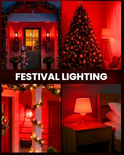 Image of Red Sleep Light Bulbs: A15 5W 625nm Red Light Bulbs for Sleeping, 100% Blue Light Blocking Dim Light Bulbs 40W Equivalent, E26 LED Bulbs for Mood Soothing, Bedroom and Baby Nursery, 2 Pack