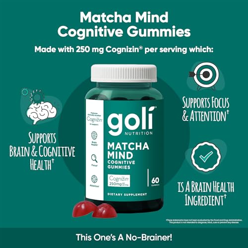 image for Goli Matcha Mind Gummies - 180 Count - Green Tea Leaves Powder with Co