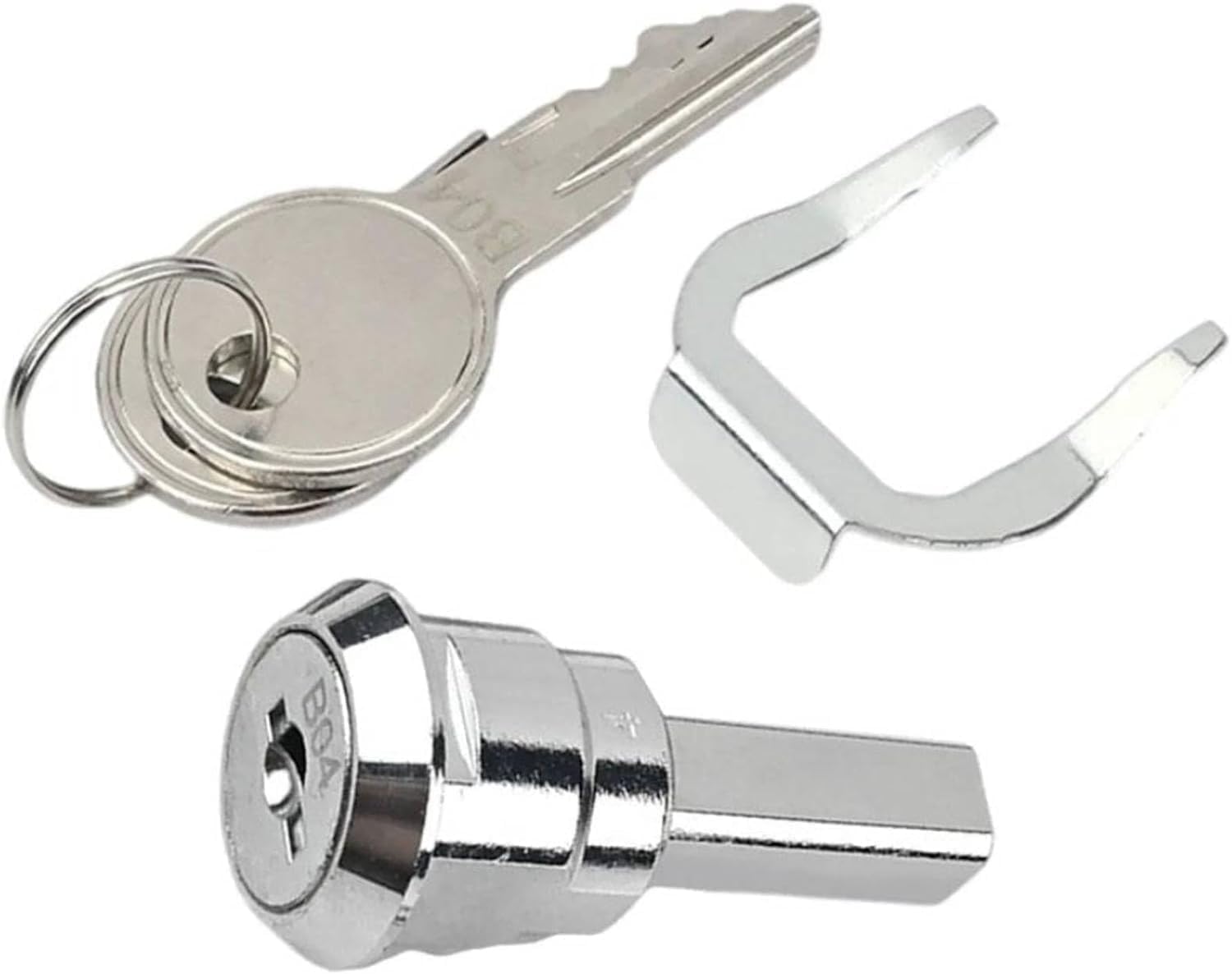 1 Set Universal Stainless Toolbox Lock, Toolbox Lock Iron Cabinet Insert Linkage Drawer Locks Set, 180° Rotation Unlocking (1 Fastening tab and 2 Keys,1 Cylinder)