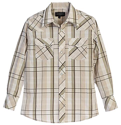 Image of Gioberti Boys Casual Western Plaid Long Sleeve Pearl Snaps Shirt