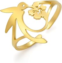 Dreamtimes Colibri Cardinal Bagues pour les femmes Délicat Oiseau Fleur Anneaux Réglable Fort Courageux Libre Colibri Anneaux Ouverts Anneaux Bijoux Cadeaux