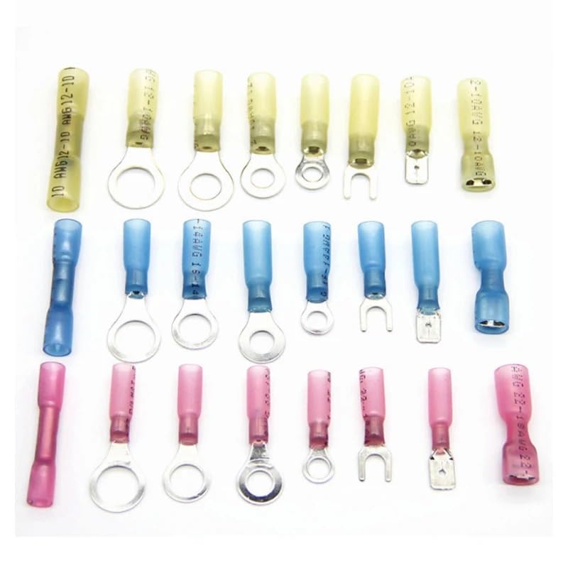 240pcs Insulated Butt Wire Connector Heat Shrink Crimp Terminals Kit Male Female Electrical Cable Spade Ring Fork Terminal VUQLDHAYZ
