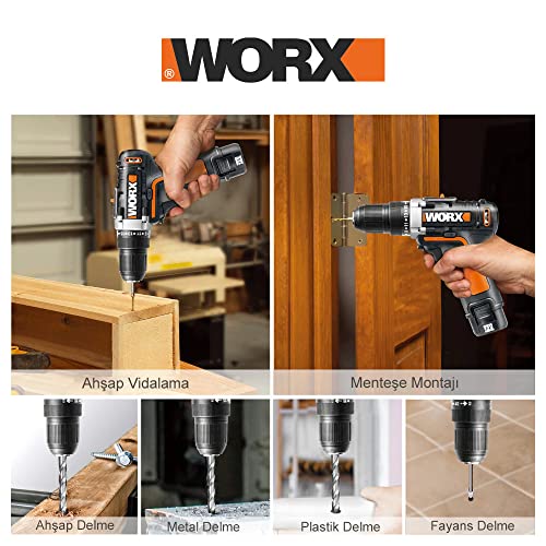 WORX WX128 Akkuschrauber 12V – Akkubohrschrauber Set zum Bohren und Schrauben – 2-Gang-Getriebe bis zu 25Nm – mit LED-Licht – Must-Have für Haushalt & Arbeit – mit Akku, Ladegerät & Koffer – Bild 5