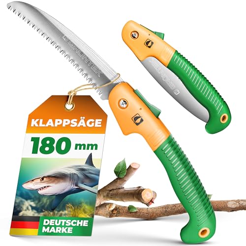 GRÜNTEK HAI 180mm Klappsäge Astsäge Handsäge Holzsäge Baumsäge Gartensäge Outdoor Säge & Campingsäge Taschensäge klappbar Säge Faltsäge pruning saw pocket saw