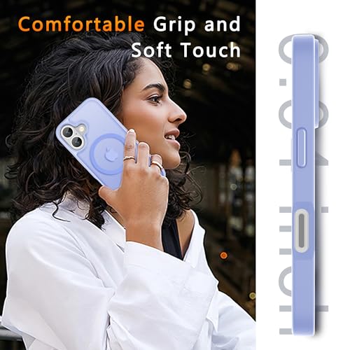 Image of LATVIN for iPhone 16 Plus Case, Magnetic Phone Cover, Compatible with MagSafe, Military Grade Protection, Translucent Matte Frosted Back, Lavender Purple