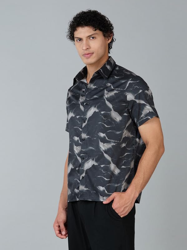 Image of MARK & ALBERT Men's 100% Cotton Printed Half Sleeves Regular Fit Shirt for Men
