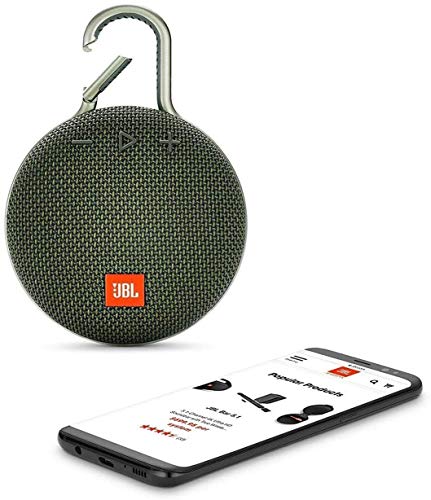 Image of JBL Clip 3, Wireless Portable Bluetooth Speaker with Mic, JBL Signature Sound, Integrated Carabiner, Vibrant Color Options with IPX7 Waterproof & AUX (Green)