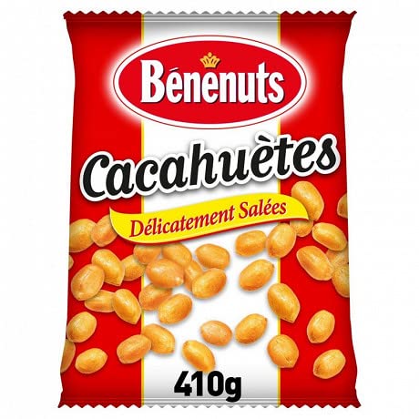 Cacahuètes Grillées Salées Bénénuts 410G apéritif familial sachet grand format lot de 4