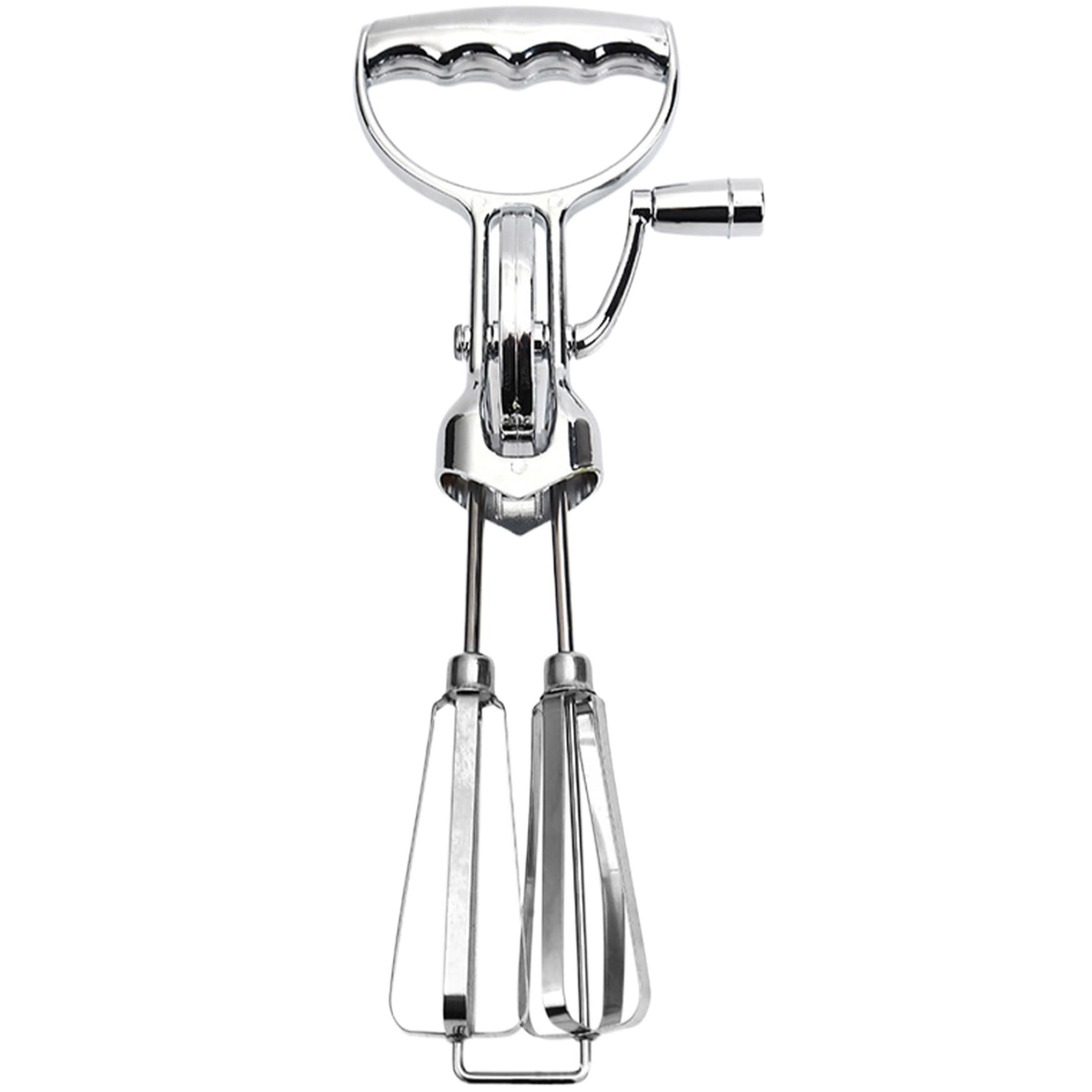 Hand Crank Egg Beater Stainless Steel Rotary Egg Whisk Double Head Handheld Mixer with Crank Portable Kitchen Cooking