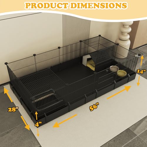 Xymoso DIY Guinea Pig Cages with Waterproof Canvas Bottom,16 Panels Small Animal Cage Pet Playpen with Door for Bunny Turtle Hedgehog,Indoor Metal Wire Yard Fence Outdoor - Image 3
