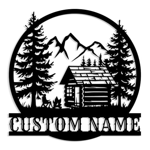 Personalized Metal Cabin Name Sign,House Number Sign,Lake House Decor,Front Porch Decor, Personalized Gift, Housewarming Gifts (Style-2)