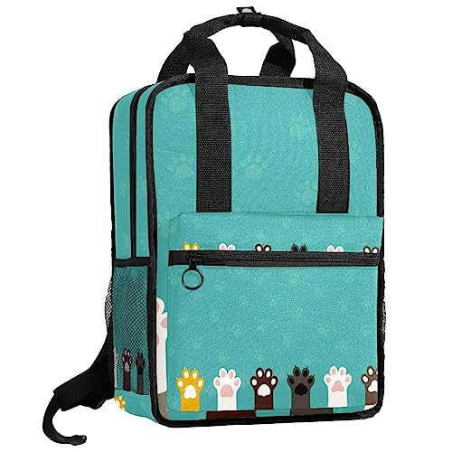 Sac à dos pour garçon motif pattes de chat multicolore idéal pour l école primaire et les loisirs
